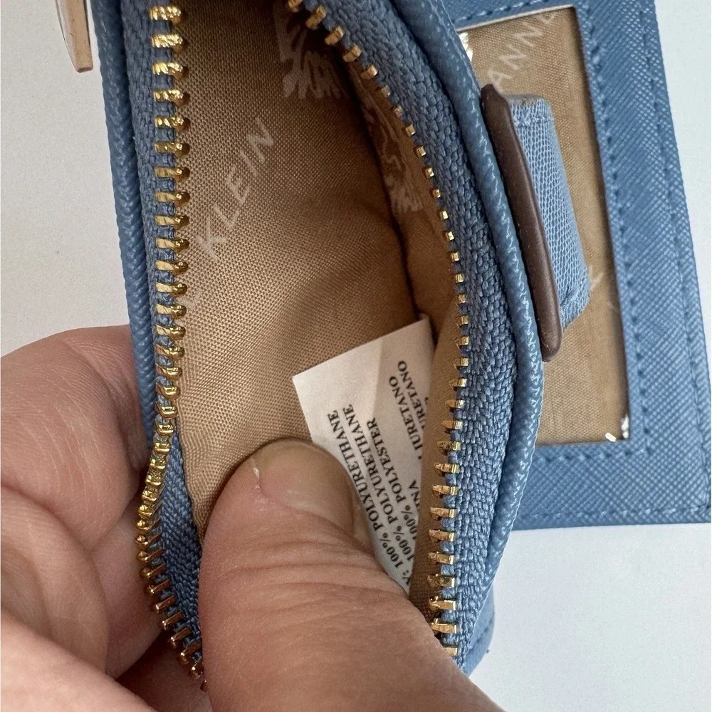 Anne Klein Mini Wallets‎ Lot Of 2 Black & Blue Card Holder Zip Coin Purse Set